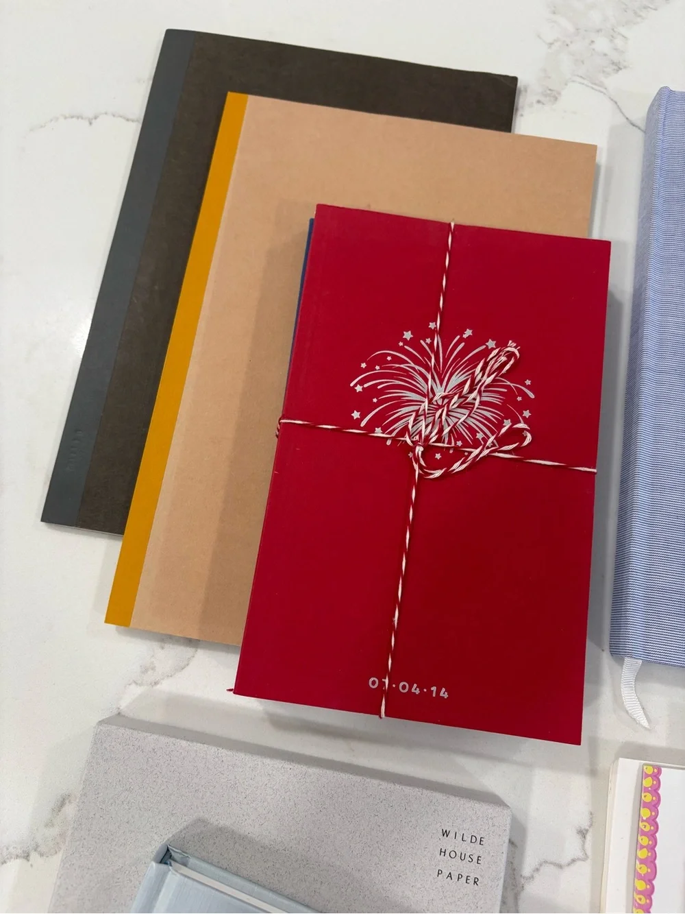 Assorted Notebooks & Planners - Mix of Colors (Blue, Red, Cream, Green)